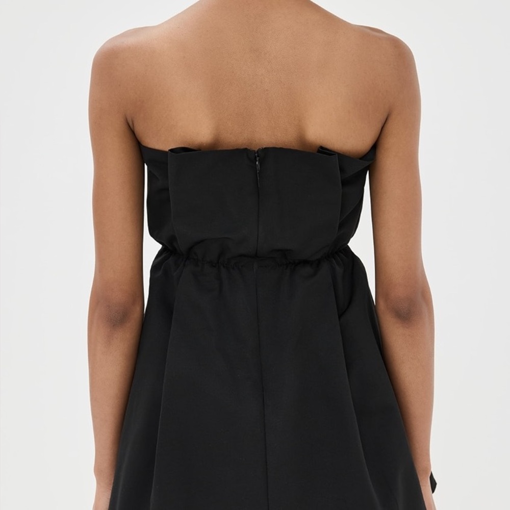 STAUD Cordelia Pleated Strapless Mini Dress Black Pockets Corset Size Medium - Picture 14 of 16